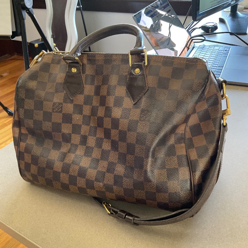Louis Vuitton Speedy 30 with strap (Damier Ebene)